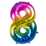 Folieballon cijfer 8 REGENBOOG MEGA Op is Op