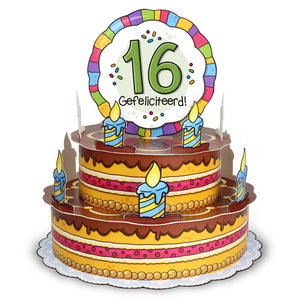 Taart kaart 16 jaar Gefeliciteerd luxe Taart kaart 16 jaar Gefeliciteerd luxe