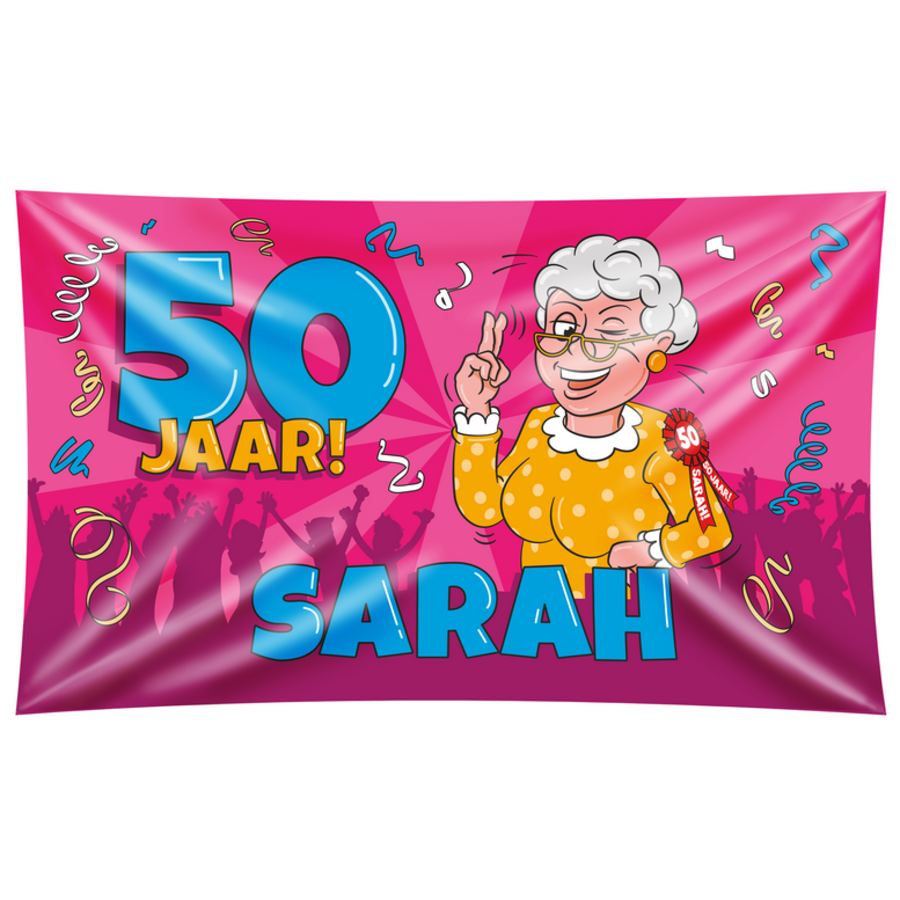 stroomkring Persoon belast met sportgame Kostuums Vlag 50 jaar Sarah - Alles voor een 50 jaar verjaardag - Feestartikelen.be