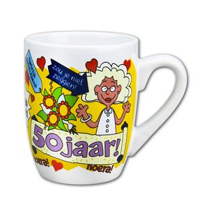 Mok 50 jaar vrouw cartoon Mok 50 jaar vrouw cartoon