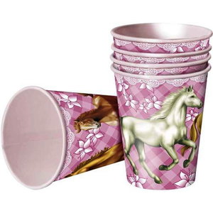 Bekertjes paarden roze 8 stuks
