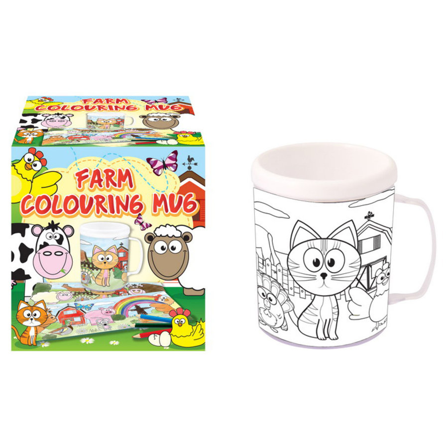 Mok boerderij om zelf in te kleuren