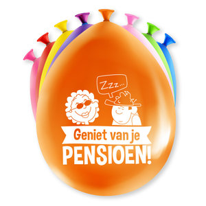 Ballonnen Pensioen gekleurd 8 stuks Ballonnen Pensioen gekleurd 8 stuks