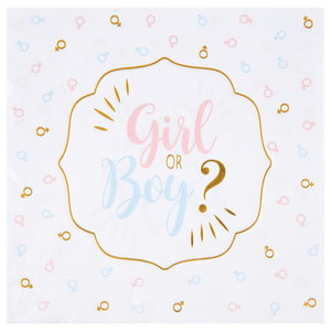 Servetten Girl or Boy luxe met gouddruk 20 stuks Servetten Girl or Boy luxe met gouddruk 20 stuks