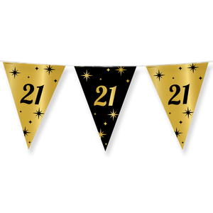 Vlaggenlijn 21 jaar goud zwart 10 meter Vlaggenlijn 21 jaar goud zwart 10 meter