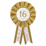Rozet 16 jaar goud-wit