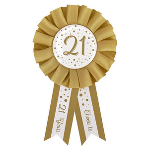 Rozet 21 jaar goud-wit Rozet 21 jaar goud-wit