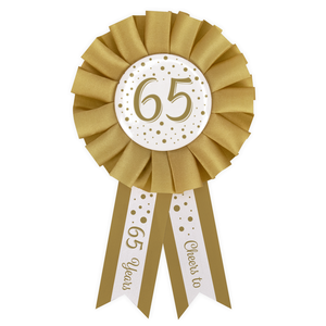 Rozet 65 jaar goud-wit Rozet 65 jaar goud-wit