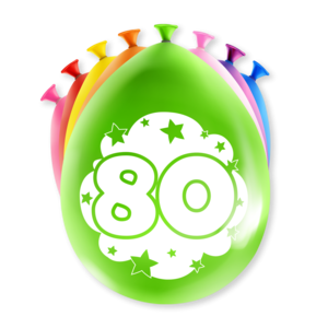 Ballonnen 80 jaar 8 stuks Ballonnen 80 jaar 8 stuks