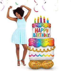 Folieballonnen Happy Birthday taart MEGA Folieballonnen Happy Birthday taart MEGA