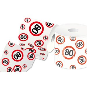 Toiletpapier 80 jaar verkeersbord