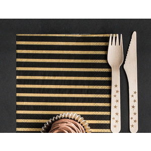 Servetten Twenties zwart goud gestreept Servetten Twenties zwart goud gestreept