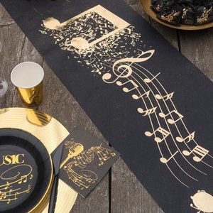Tafelloper met muzieknoten zwart