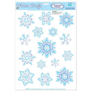 Raamdecoratie sneeuwvlokken blauw wit 15 stuks Raamdecoratie sneeuwvlokken blauw wit 15 stuks