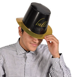 Hoed Hello New Year zwart goud chique Hoed Hello New Year zwart goud chique