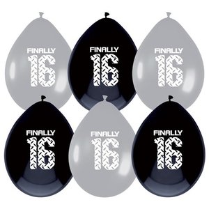 Ballonnen 16 jaar zwart zilver Ballonnen 16 jaar zwart zilver