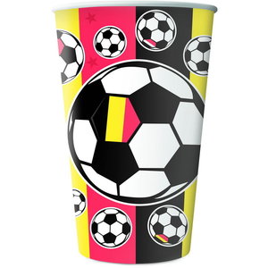 Bekers België XL zwart geel rood met voetbal Op is Op