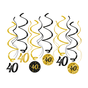 Hangdecoratie 40 jaar goud zwart Hangdecoratie 40 jaar goud zwart