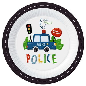 Bordjes politieauto 6 stuks Bordjes politieauto 6 stuks