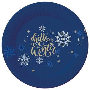 Bordjes Hello Winter met sneeuwvlokken 6 stuks Bordjes Hello Winter met sneeuwvlokken 6 stuks
