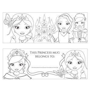 Mok prinses om zelf in te kleuren Mok prinses om zelf in te kleuren
