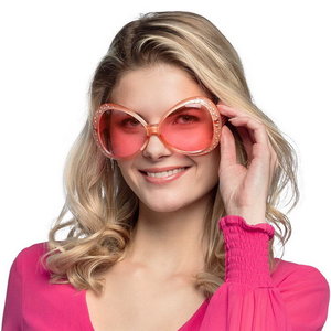 Bril groot met glitter steentjes rosé goud