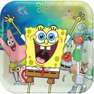 Bordjes Spongebob Squarepants vierkant 8 stuks Bordjes Spongebob Squarepants vierkant 8 stuks