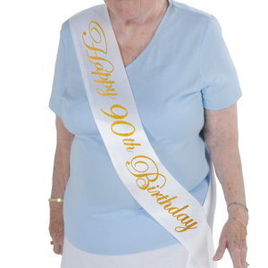 Sjerp 90 jaar luxe wit met glittergouden letters Sjerp 90 jaar luxe wit met glittergouden letters