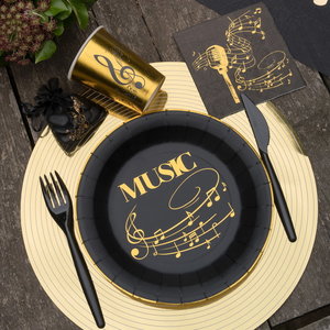 Servetten muzieknoten zwart met microfoon Servetten muzieknoten zwart met microfoon