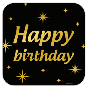 Deurbord Happy Birthday goud zwart Deurbord Happy Birthday goud zwart