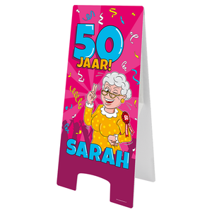 Stoepbord Sarah 50 jaar cartoon Stoepbord Sarah 50 jaar cartoon