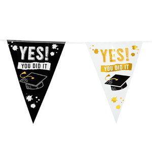 Vlaggenlijn Yes You did it folie zwart wit 6 meter