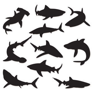 Decoraties Haaien silhouetten 10 stuks Decoraties Haaien silhouetten 10 stuks