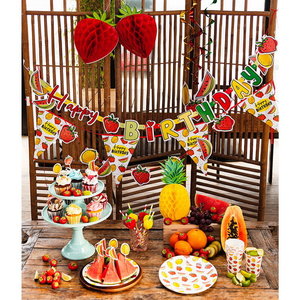 Vlaggenlijn fruit Happy Birthday 6 meter Vlaggenlijn fruit Happy Birthday 6 meter