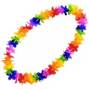 Hawaii krans gekleurd 48 stuks Hawaii krans gekleurd 48 stuks