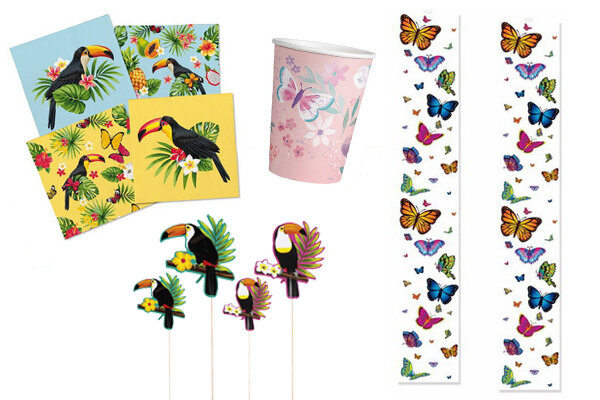 Toekan en vlinder versiering