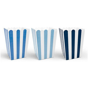 Popcorn Snackbakjes blauw wit 6 stuks Popcorn Snackbakjes blauw wit 6 stuks