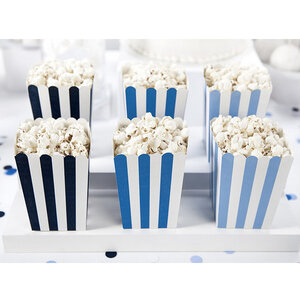 Popcorn Snackbakjes blauw wit 6 stuks Popcorn Snackbakjes blauw wit 6 stuks