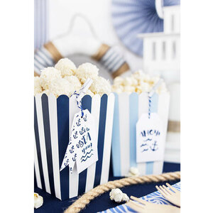 Popcorn Snackbakjes blauw wit 6 stuks Popcorn Snackbakjes blauw wit 6 stuks
