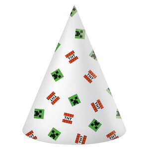Feesthoedjes Minecraft papier 6 stuks
