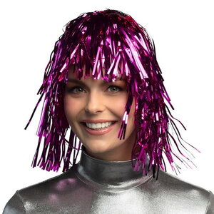 Pruik folie pink Pruik folie pink