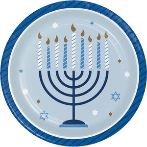 Gebaksbordjes Joodse kandelaar 8 stuks Gebaksbordjes Joodse kandelaar 8 stuks