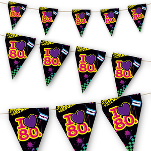 Vlaggenlijn I LOVE 80's 3 meter Vlaggenlijn I LOVE 80's 3 meter