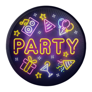 Gebaksbordjes NEON GLOW Party 8 stuks Gebaksbordjes NEON GLOW Party 8 stuks