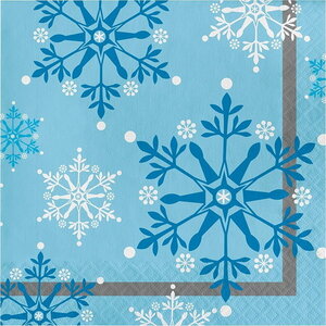 Servetten met sneeuwvlokken lichtblauw 20 stuks Servetten met sneeuwvlokken lichtblauw 20 stuks