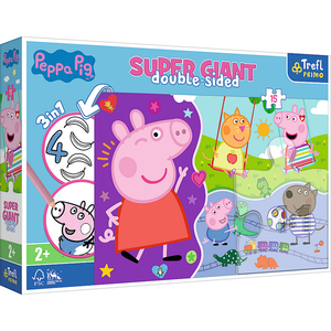 Puzzel Peppa Pig Super Giant met kleurboek Puzzel Peppa Pig Super Giant met kleurboek