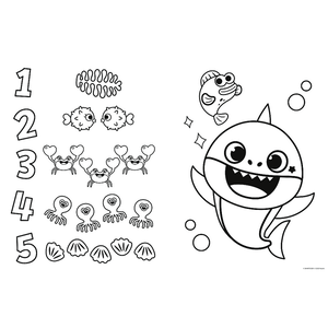 Puzzel Baby Shark Super Giant met kleurboek Puzzel Baby Shark Super Giant met kleurboek