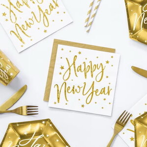 Servetten Happy New Year wit 20 stuks Servetten Happy New Year wit 20 stuks