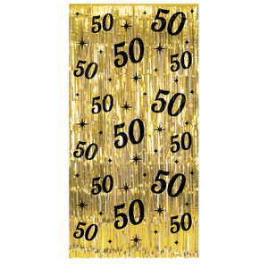 Deurgordijn 50 jaar goud zwart 200cm x 100cm Deurgordijn 50 jaar goud zwart 200cm x 100cm