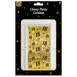 Deurgordijn 18 jaar goud zwart 200cm x 100cm Deurgordijn 18 jaar goud zwart 200cm x 100cm